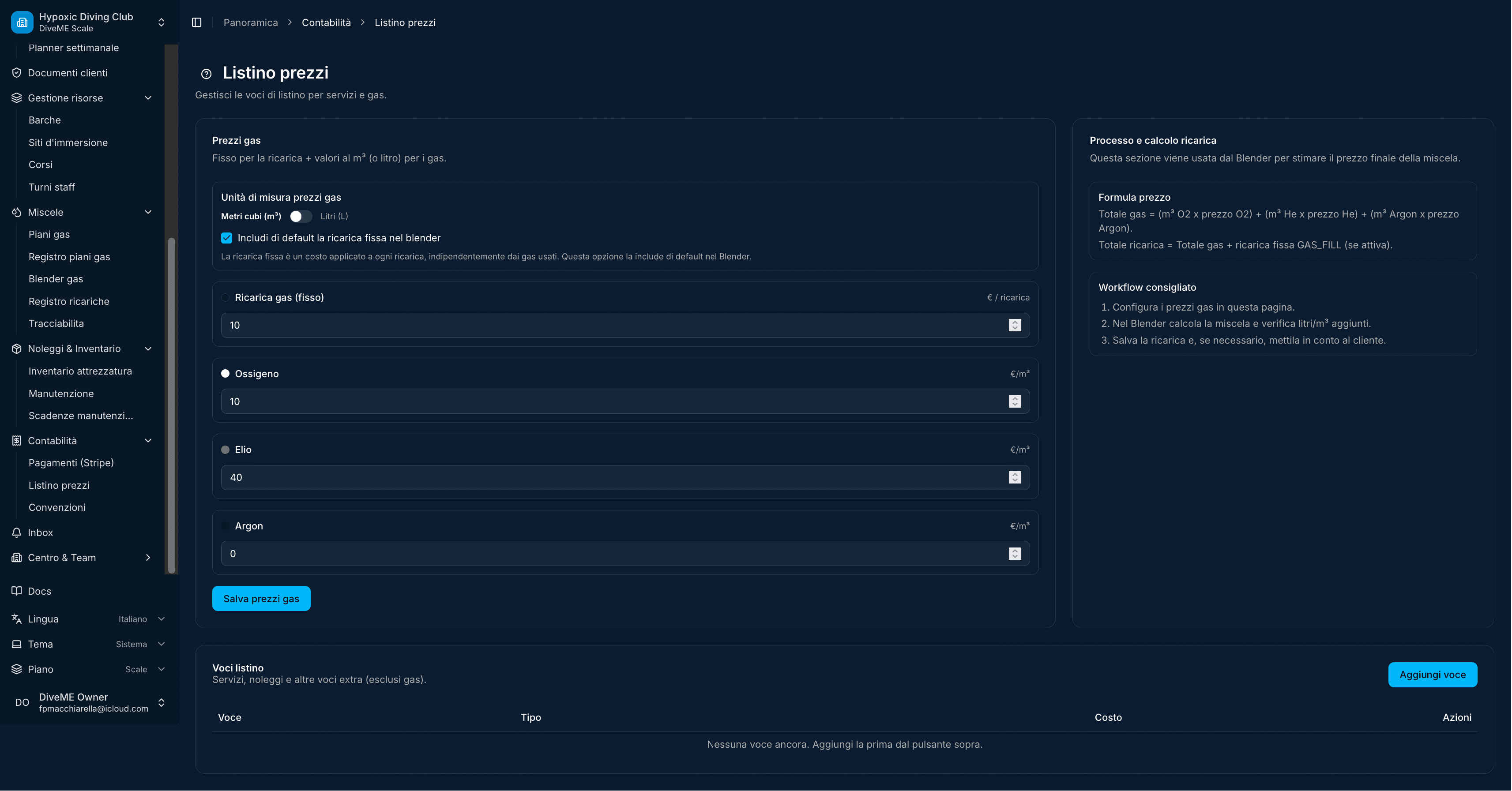 DiveME Dashboard screenshot